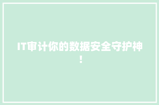 IT审计你的数据安全守护神！ 市场营销范文