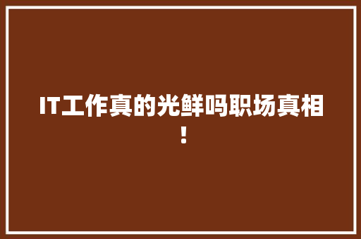 IT工作真的光鲜吗职场真相！ 商务信函