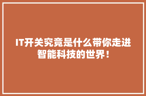IT开关究竟是什么带你走进智能科技的世界！