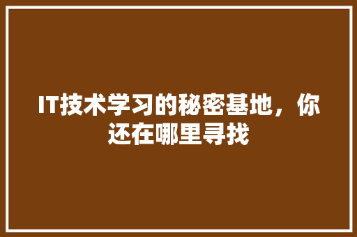 IT技术学习的秘密基地，你还在哪里寻找 网站建设
