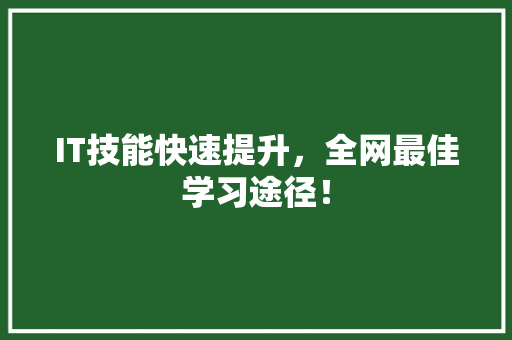 IT技能快速提升，全网最佳学习途径！ 前端技术