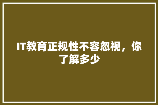 IT教育正规性不容忽视，你了解多少 市场营销范文