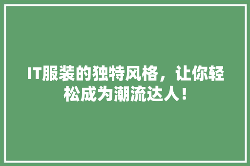 IT服装的独特风格，让你轻松成为潮流达人！ 市场营销范文