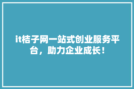 it桔子网一站式创业服务平台，助力企业成长！