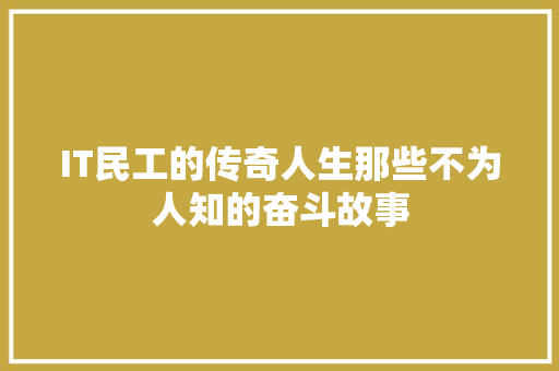 IT民工的传奇人生那些不为人知的奋斗故事