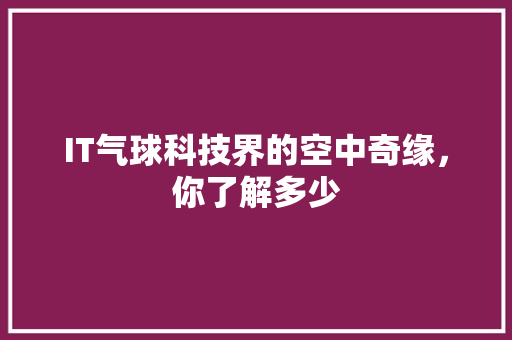 IT气球科技界的空中奇缘，你了解多少