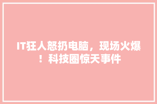 IT狂人怒扔电脑，现场火爆！科技圈惊天事件