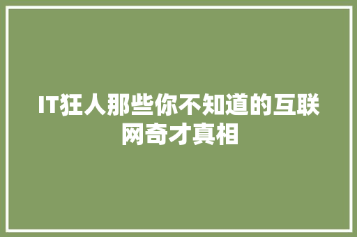 IT狂人那些你不知道的互联网奇才真相 前端技术