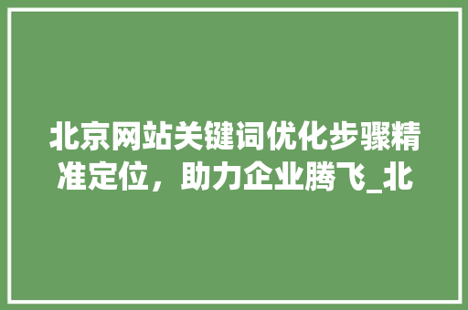 北京网站关键词优化步骤精准定位，助力企业腾飞_北京网站关键词优化方法