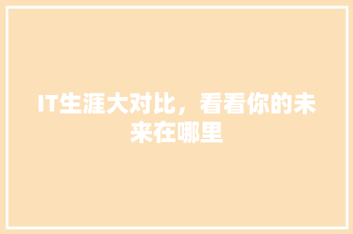 IT生涯大对比，看看你的未来在哪里 网站建设