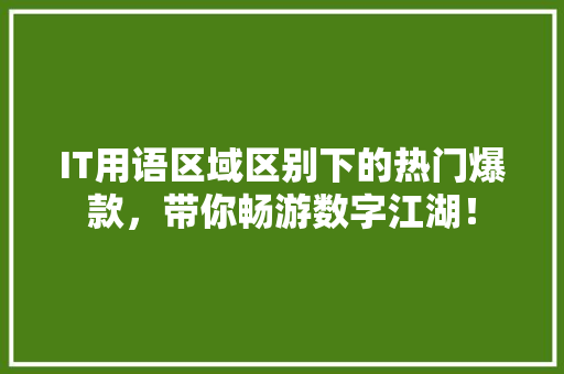 IT用语区域区别下的热门爆款，带你畅游数字江湖！ 响应式设计