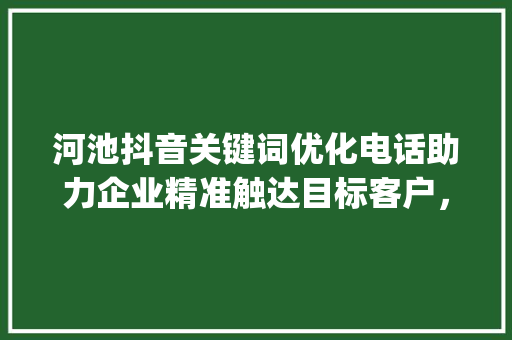 河池抖音关键词优化电话助力企业精准触达目标客户，开启流量变现新篇章_河池抖音关键词优化电话