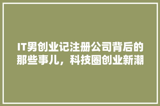 IT男创业记注册公司背后的那些事儿，科技圈创业新潮流！