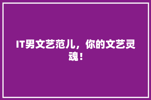 IT男文艺范儿，你的文艺灵魂！