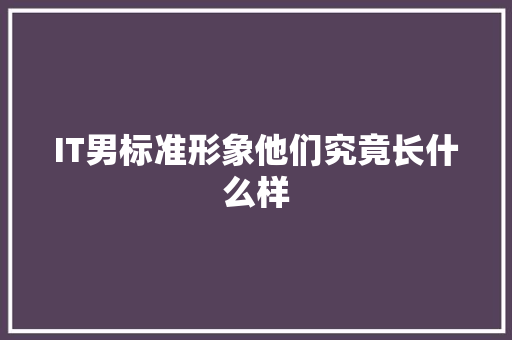 IT男标准形象他们究竟长什么样 后端技术
