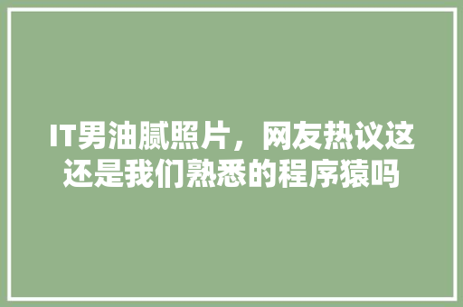IT男油腻照片，网友热议这还是我们熟悉的程序猿吗 后端技术