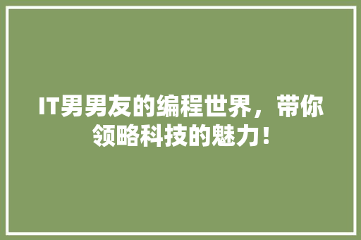 IT男男友的编程世界，带你领略科技的魅力！ 响应式设计