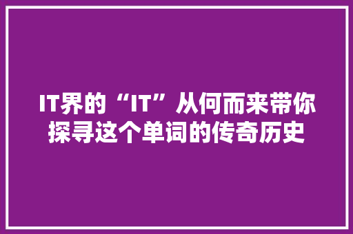 IT界的“IT”从何而来带你探寻这个单词的传奇历史 市场营销范文