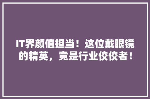 IT界颜值担当！这位戴眼镜的精英，竟是行业佼佼者！ 项目报告