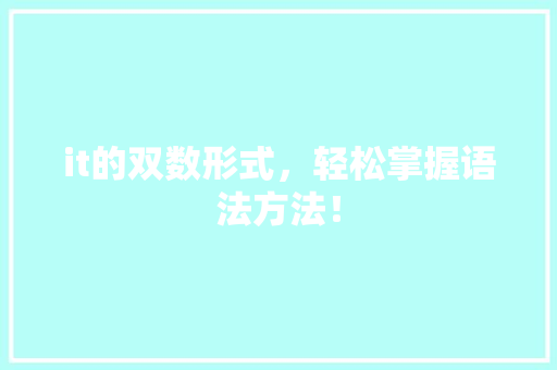 it的双数形式，轻松掌握语法方法！