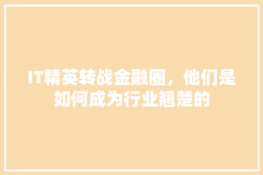 IT精英转战金融圈，他们是如何成为行业翘楚的 缓存Redis