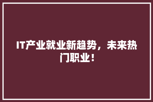 IT产业就业新趋势，未来热门职业！ 项目报告