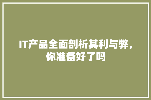 IT产品全面剖析其利与弊，你准备好了吗