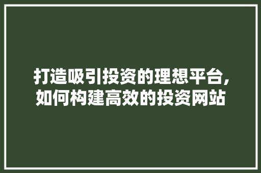 打造吸引投资的理想平台,如何构建高效的投资网站 市场营销范文