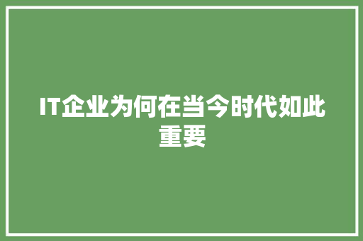 IT企业为何在当今时代如此重要 MySQL