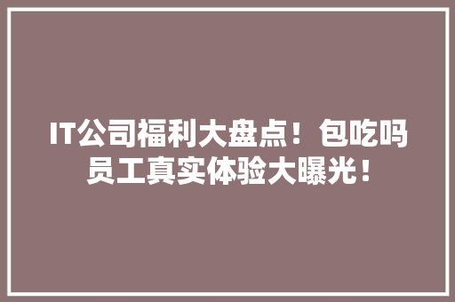 IT公司福利大盘点！包吃吗员工真实体验大曝光！