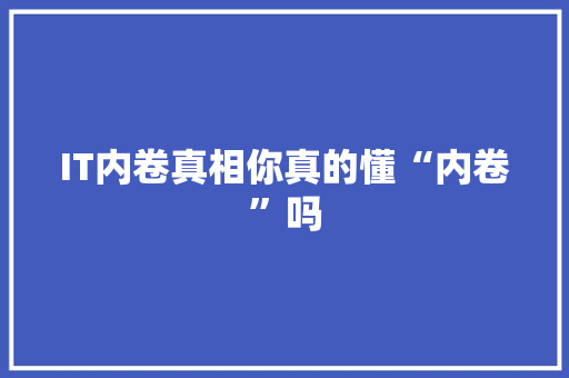 IT内卷真相你真的懂“内卷”吗