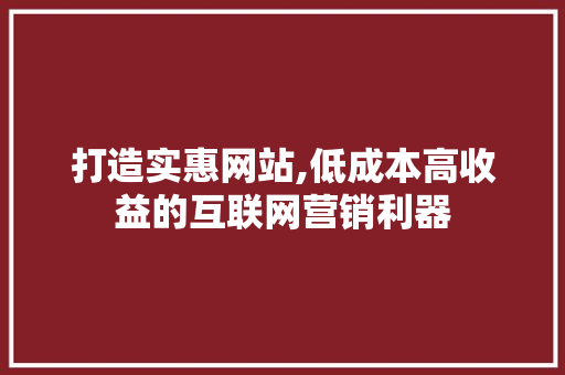 打造实惠网站,低成本高收益的互联网营销利器 项目报告