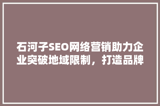 石河子SEO网络营销助力企业突破地域限制，打造品牌影响力