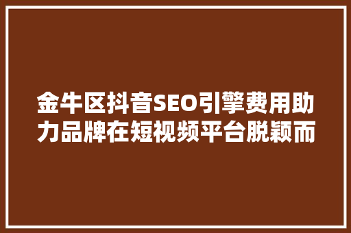 金牛区抖音SEO引擎费用助力品牌在短视频平台脱颖而出