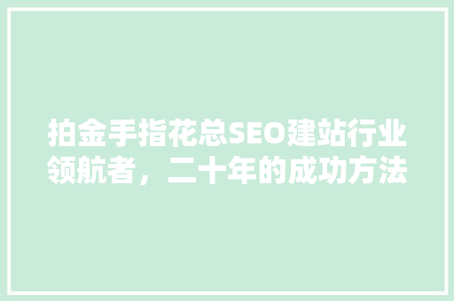拍金手指花总SEO建站行业领航者，二十年的成功方法
