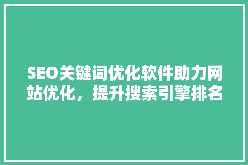 SEO关键词优化软件助力网站优化，提升搜索引擎排名