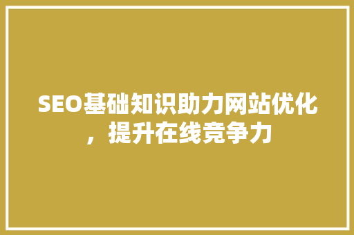 SEO基础知识助力网站优化，提升在线竞争力