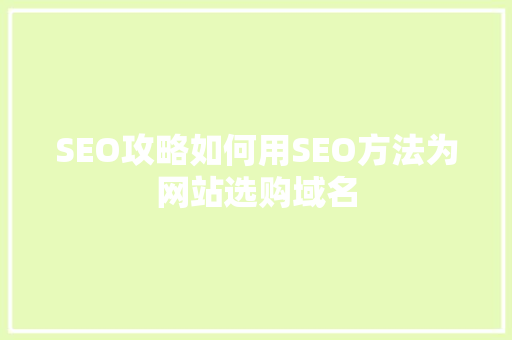 SEO攻略如何用SEO方法为网站选购域名
