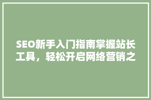 SEO新手入门指南掌握站长工具，轻松开启网络营销之旅