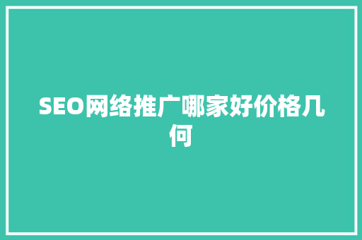 SEO网络推广哪家好价格几何