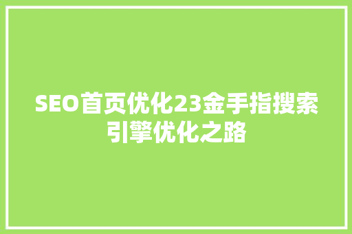 SEO首页优化23金手指搜索引擎优化之路