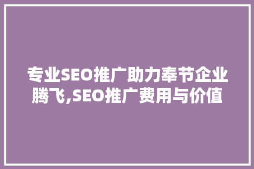 专业SEO推广助力奉节企业腾飞,SEO推广费用与价值