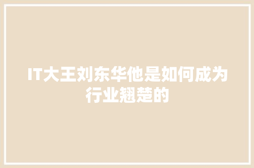 IT大王刘东华他是如何成为行业翘楚的 前端技术