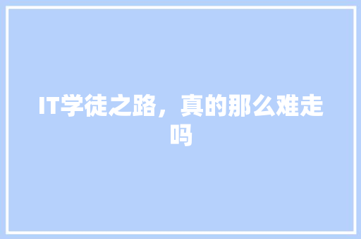 IT学徒之路，真的那么难走吗