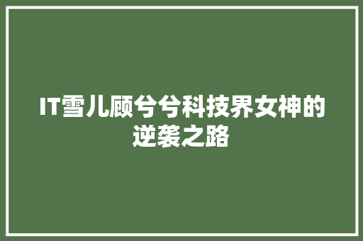 IT雪儿顾兮兮科技界女神的逆袭之路 商务信函