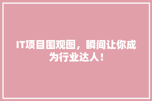 IT项目围观图，瞬间让你成为行业达人！ 前端技术