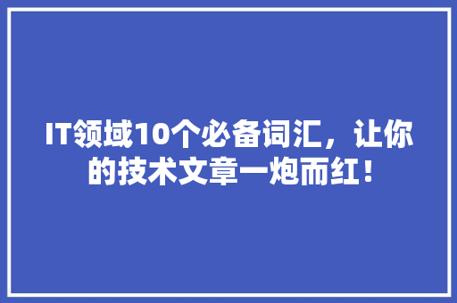 IT领域10个必备词汇，让你的技术文章一炮而红！ 后端技术