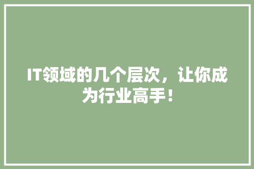 IT领域的几个层次，让你成为行业高手！ 响应式设计