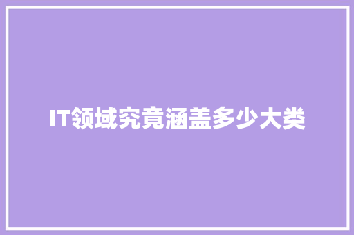 IT领域究竟涵盖多少大类 网站建设
