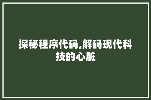 探秘程序代码,解码现代科技的心脏 商务信函